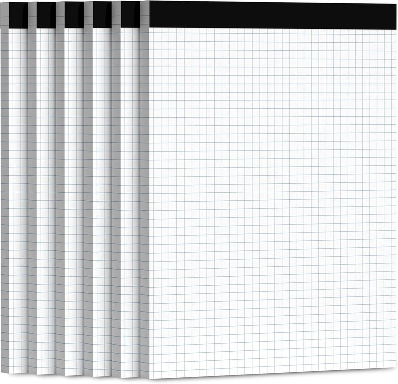 Aidunmis Graph Paper 8.5 x 11, 6 Pack, 4x4 Graph Ruled, Grid Paper 8-1/2 x 11, Blueprint Quadrille Pad 8.5'' x 11'', Easy Tear Off Graph Paper Pad White Grid Notebook, White Draft Paper 30 Sheets/Pad - Image 1